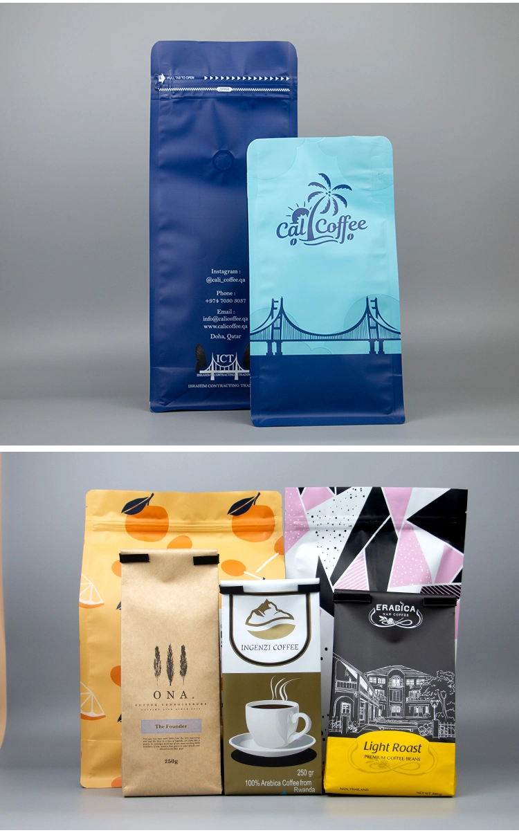 6oz 8oz 12 Oz Plastic Custom Printed Tin Tie Bag Side Gusset Coffee Bean Bag with Valve